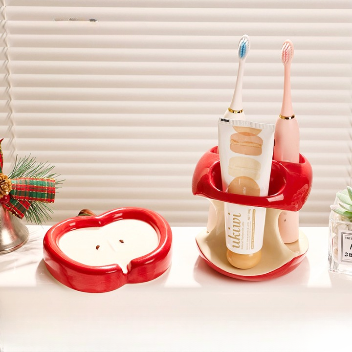Bitten Apple Toothbrush Holder
