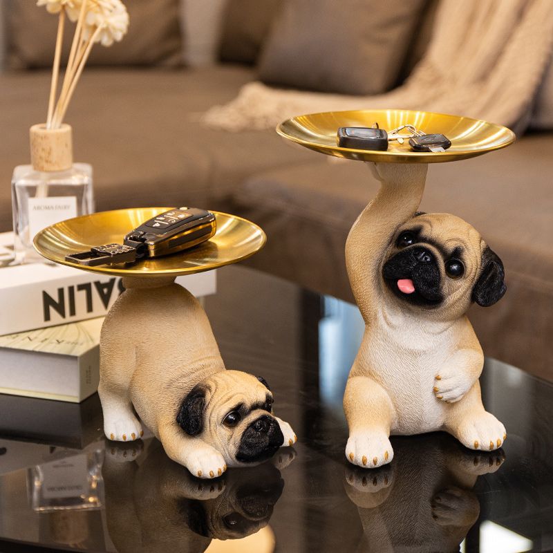 Cute Pug Statue Storage Tray