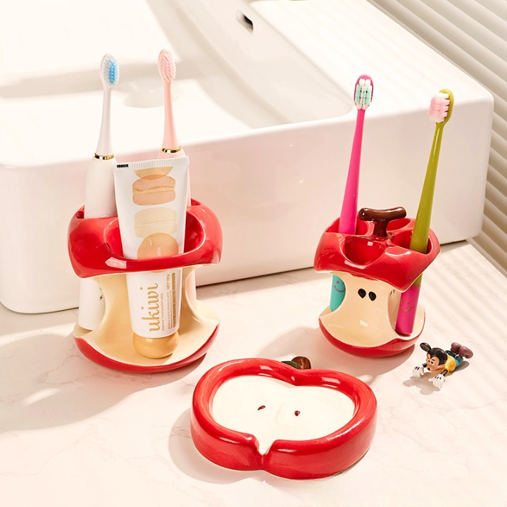Bitten Apple Toothbrush Holder