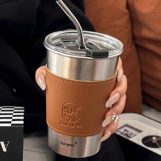 Stainless Steel Mug with Straw