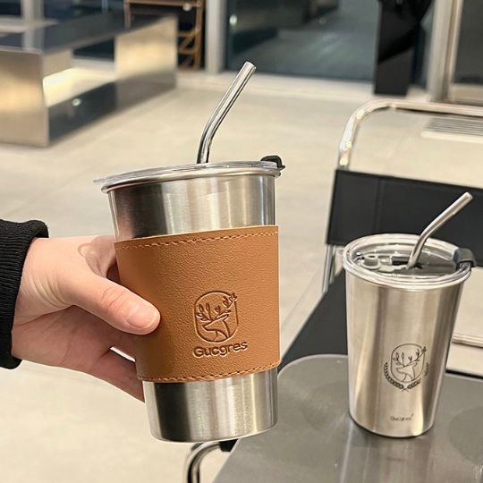Stainless Steel Mug with Straw
