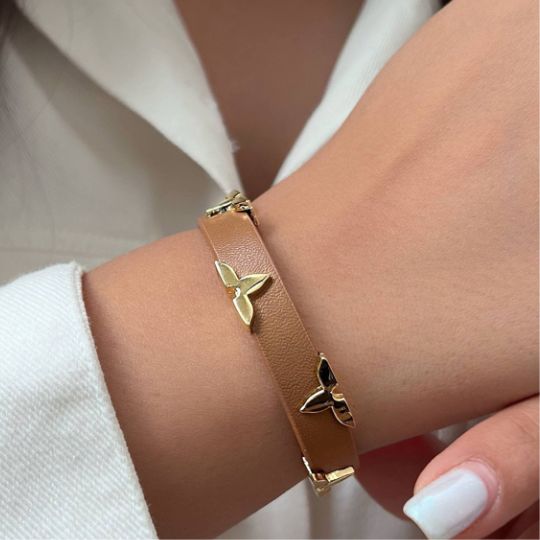 Golden Wing Leather Bracelet