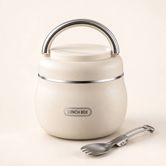 Portable Steel Insulated Lunch Box closed cream hero
