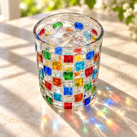 Rainbow Tile Drinking Glass