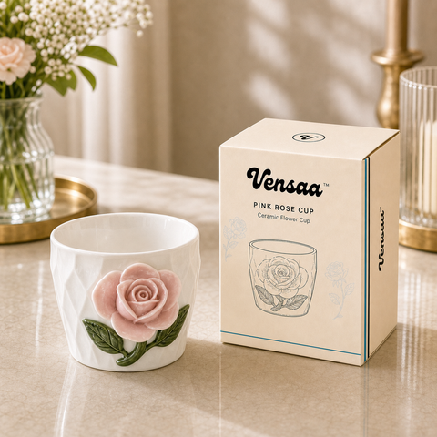 Ceramic Pink Rose Cup