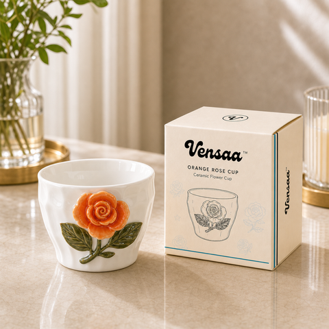 Ceramic Orange Rose Cup