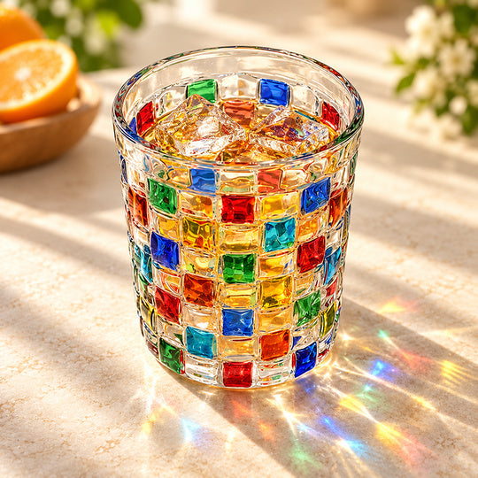 Rainbow Tile Drinking Glass