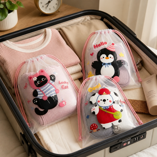 Travel organizers arranged inside a suitcase