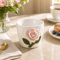 Ceramic Pink Rose Cup