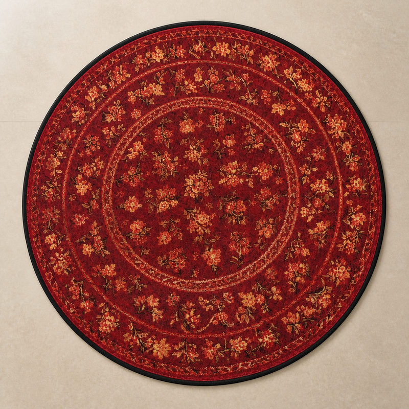 Gulnaar Round Floral Rug top-down design