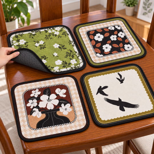 Floral Comfort Chair Seat Pad - textured underside detail