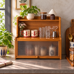 Vintage Sliding Door Countertop Shelf front view