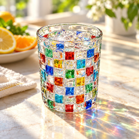 Rainbow Tile Drinking Glass