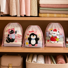 Character organizers on a wardrobe shelf