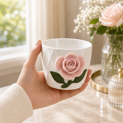 Ceramic Pink Rose Cup