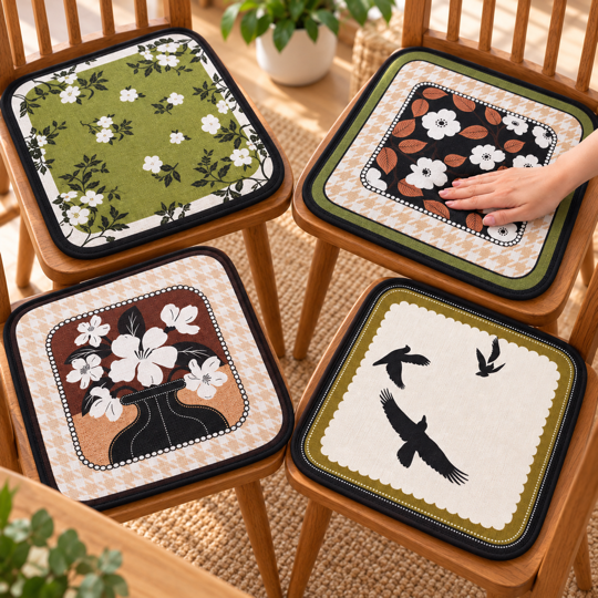 Floral Comfort Chair Seat Pad - soft surface demonstration