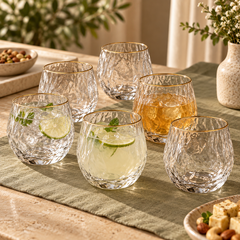 Wavy Gold Rim Glass Set - cold drink serving