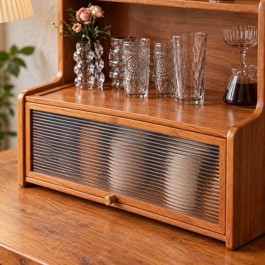 Vintage Sliding Door Countertop Shelf detail