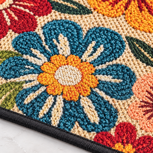 BloomAura Floral Door Mat raised floral texture