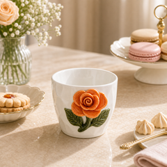Ceramic Orange Rose Cup