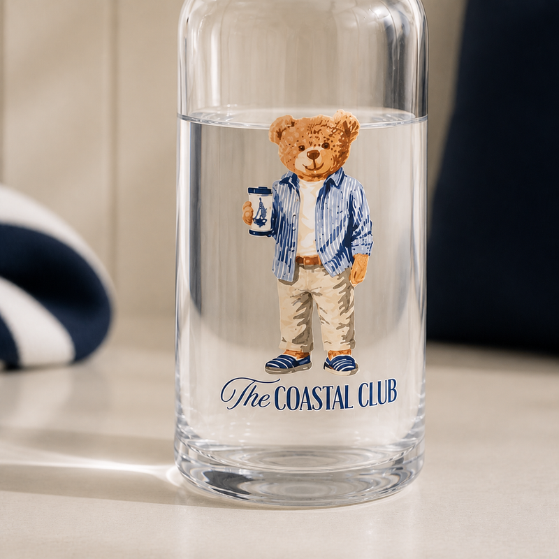 Teddy Bear Glass Bottle teddy artwork detail