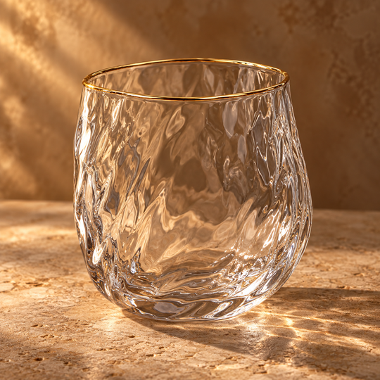 Wavy Gold Rim Glass - wavy texture detail