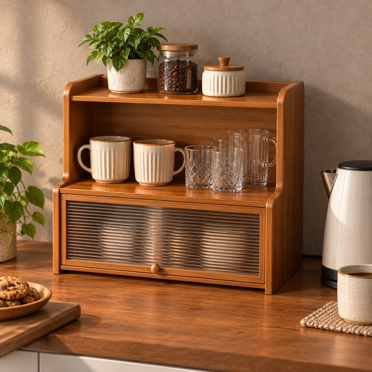 Vintage Sliding Door Countertop Shelf tea station