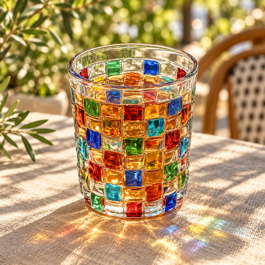 Rainbow Tile Drinking Glass