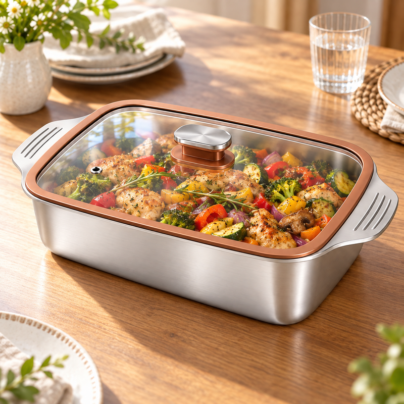 Copperline Glass-Lid Serving Pan