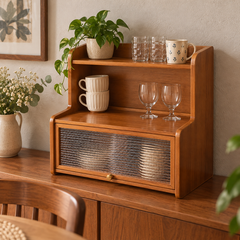 Vintage Sliding Door Countertop Shelf side angle