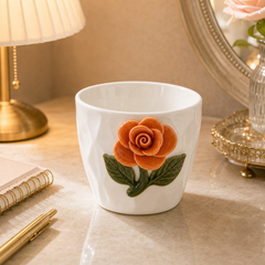 Ceramic Orange Rose Cup