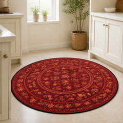 Gulnaar Round Floral Rug in a kitchen