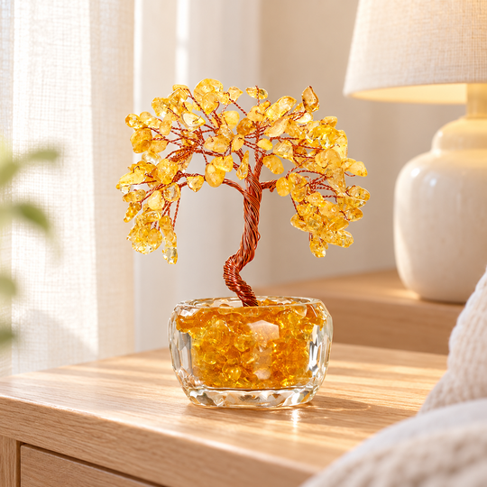 Golden Gemstone Tree Decor bedside display