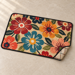 BloomAura Floral Door Mat front and backing view