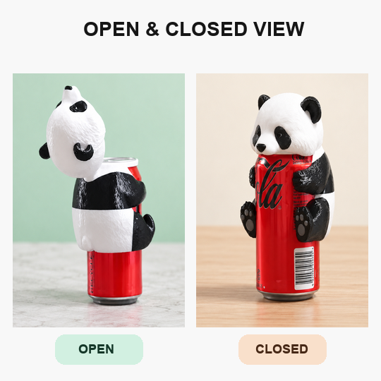 Flip-Top Panda Can Lid open and closed views