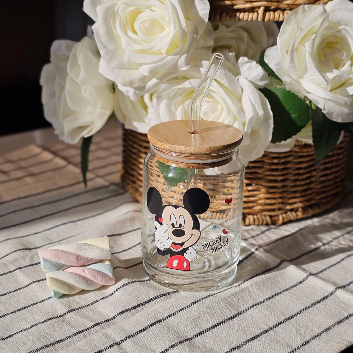 Disney Sipper Glass With Straw