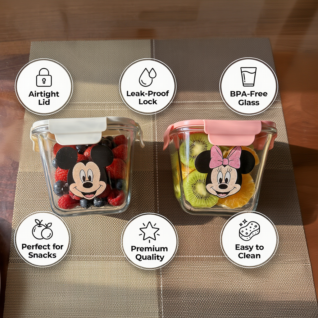 Mickey & Friends Glass Jars – Premium Glass Material