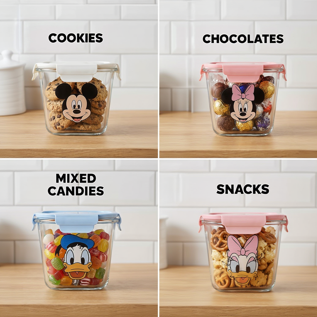 Mickey & Friends Glass Jars – Perfect for Meal Prep