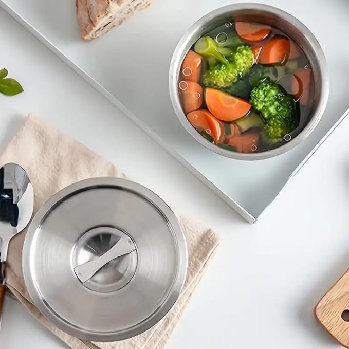 Stainless Steel Food Bowl with Lid – Easy to Clean
