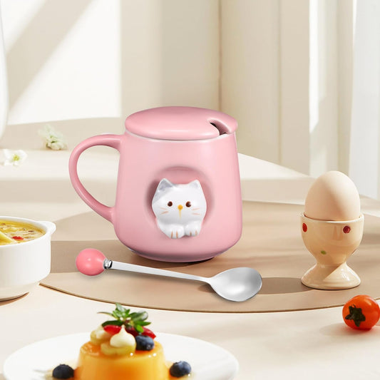 Cat Ceramic Mug with Lid
