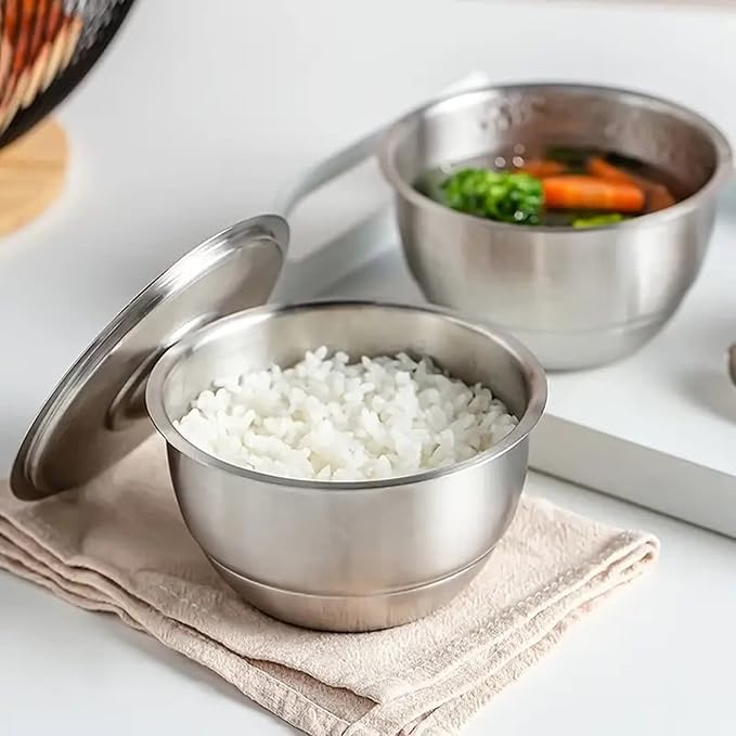 Stainless Steel Food Bowl with Lid – Leakproof Design