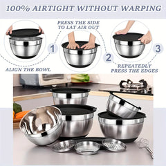 Mixing Bowls Set with Lids 6-Piece