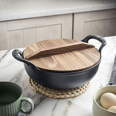 Non-Stick Cooking Pot with Wooden Lid