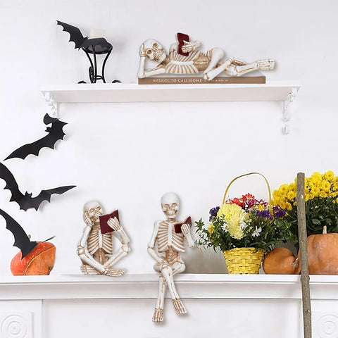 Reading Skeletons Figurines
