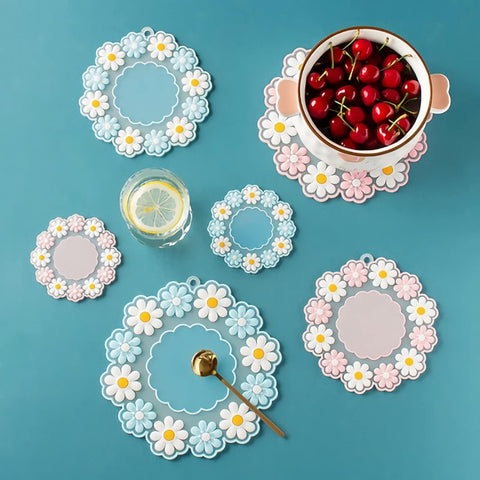 Flower Design Silicone Coasters