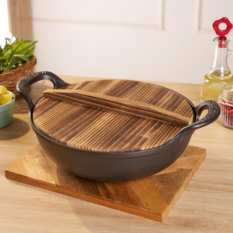 Non-Stick Cooking Pot with Wooden Lid