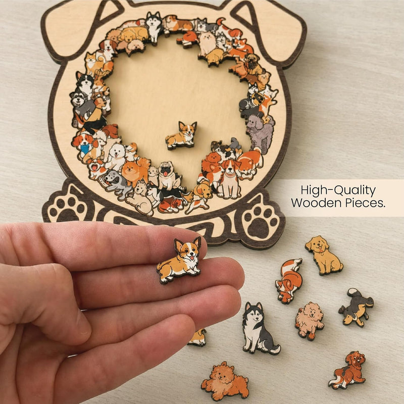 Wooden Dog Puzzle with Stand