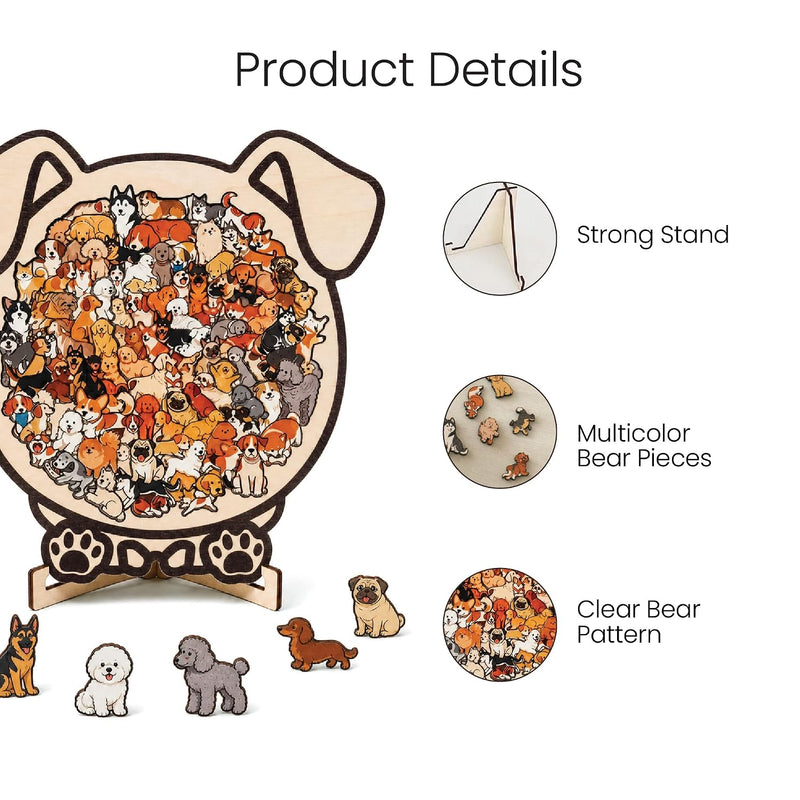 Wooden Dog Puzzle with Stand