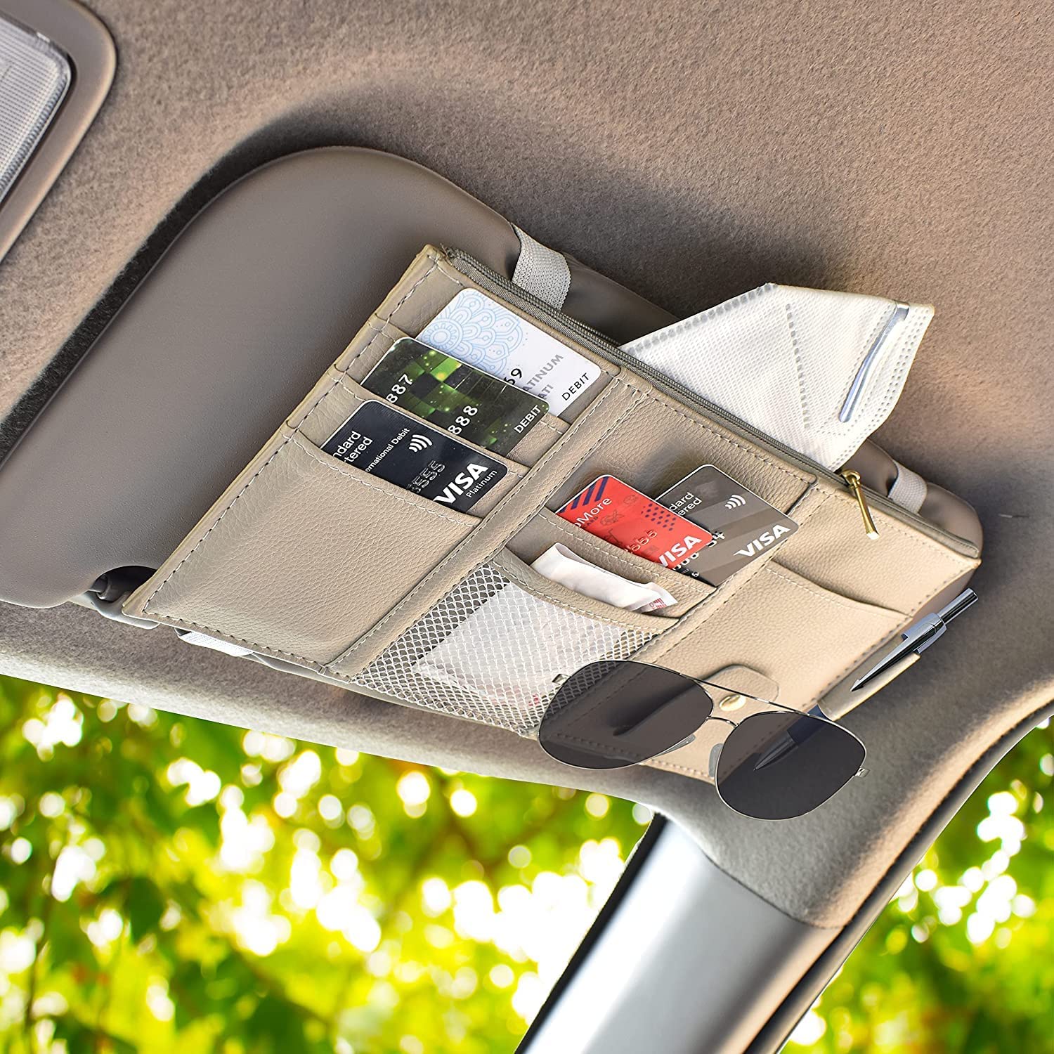 Car Sun Visor Organizer – Multi-Pocket Design