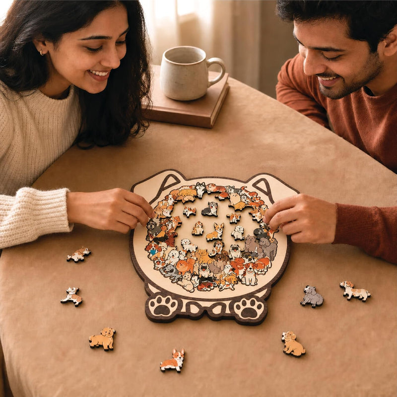 Wooden Dog Puzzle with Stand